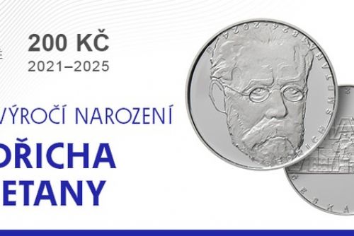 obrázek:Smetana oslavuje 200 let narozenin na stříbrné pamětní minci ČNB